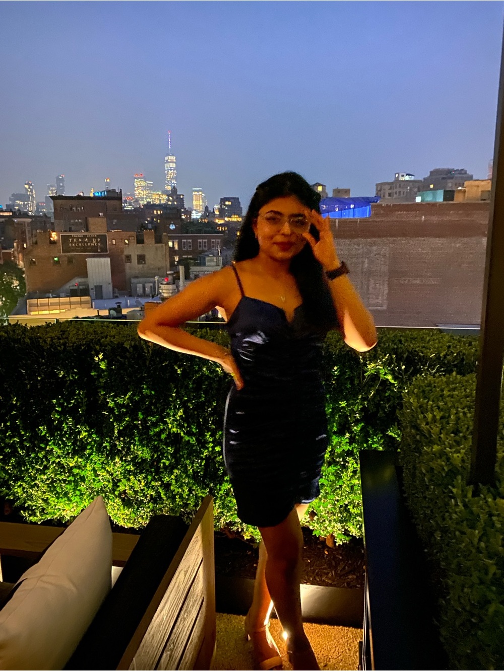 City Studios Navy Satin Mini Dress